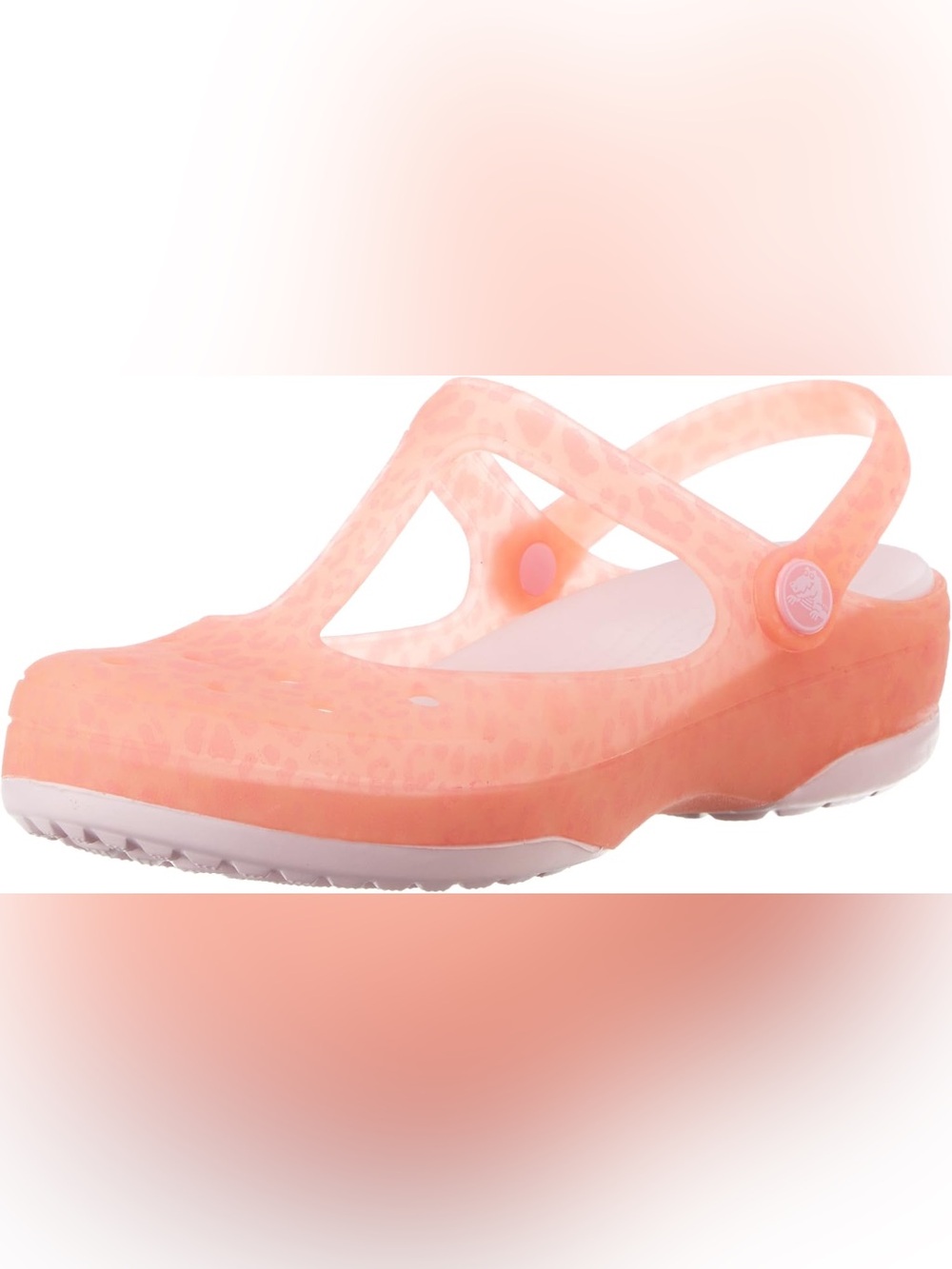 Crocs Carlie Mary Jane shoes translucent orange upper contrasting footbed Sz 7